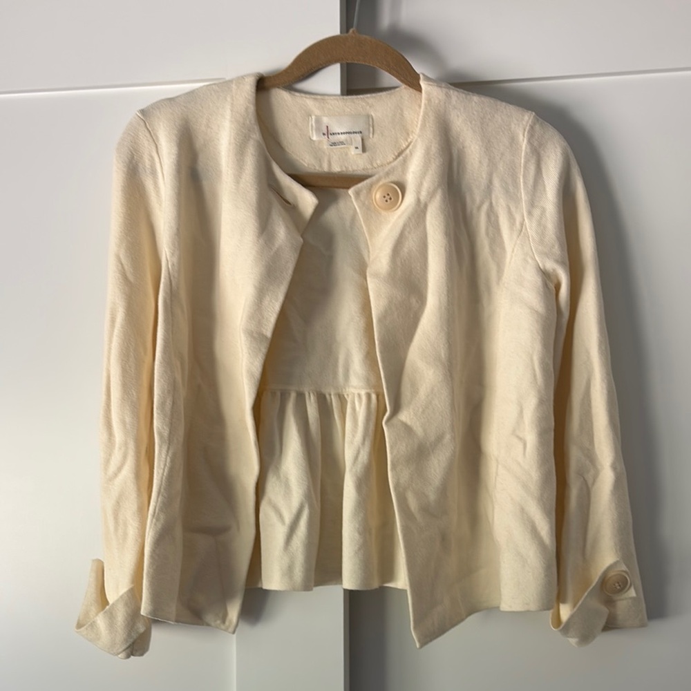 Anthropologie Cream Women's Peplum Jacket Size XS